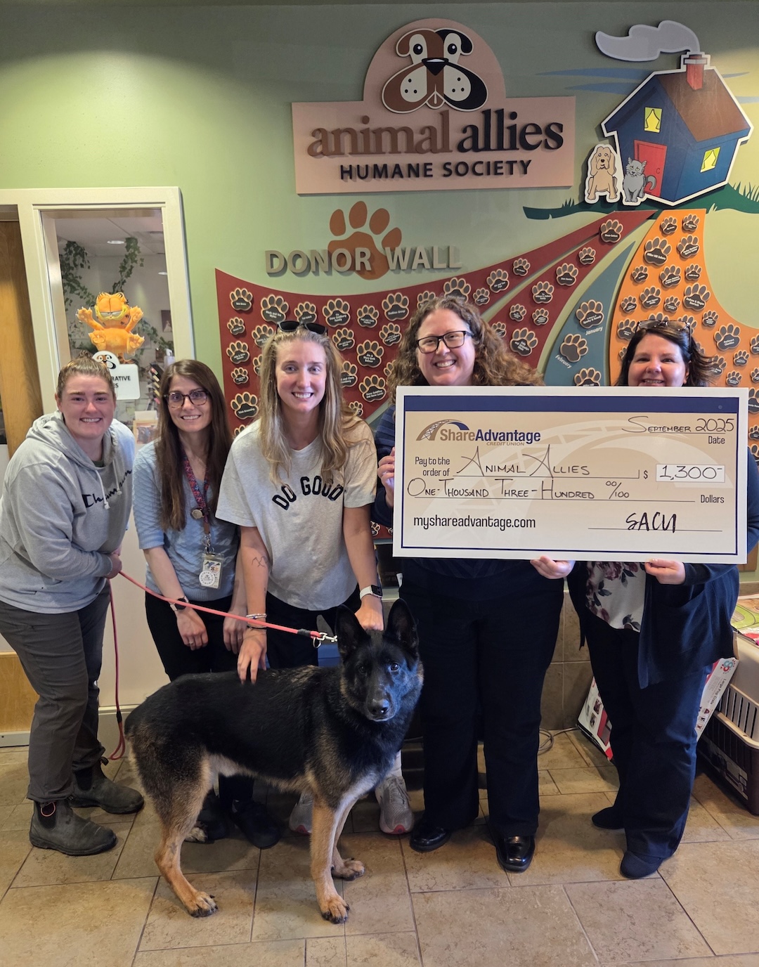 Share Advantage Credit Union Duluth, MN 2025 donation to Animal Allies Humane Society